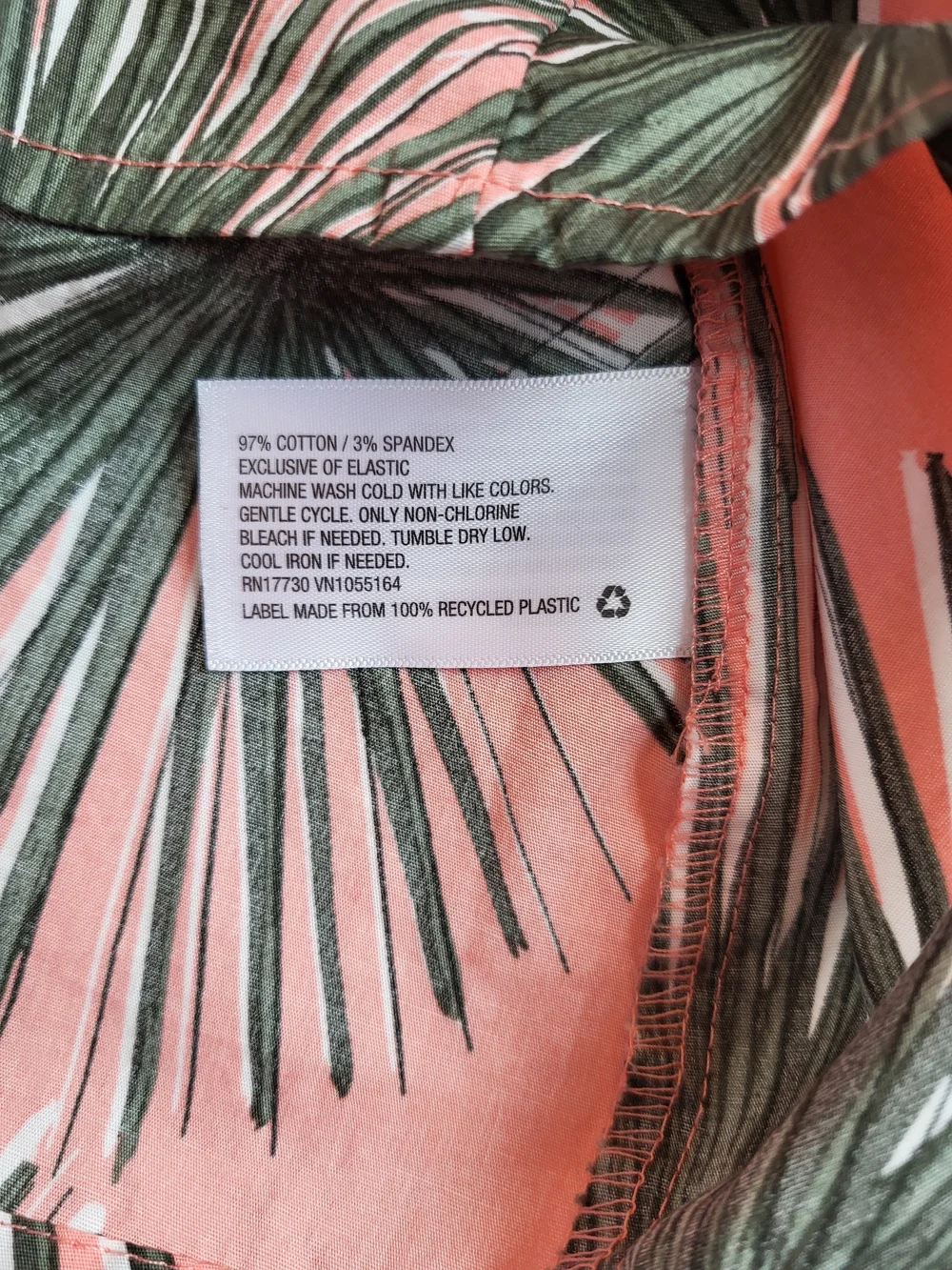 NWT Pink & Green Tropical Palm Print Peplum Cami Blouse Women's XL Summer
